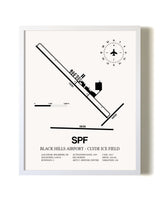 Black Hills Airport-Clyde Ice Field airport map poster in oak frame