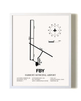 Fairbury Municipal Airport airport map poster in oak frame