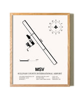 Sullivan County International Airport framed print in natural wood frame
