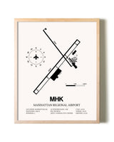 Manhattan Regional Airport framed wall art in white frame
