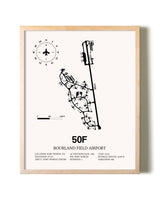 Bourland Field Airport framed wall art in white frame