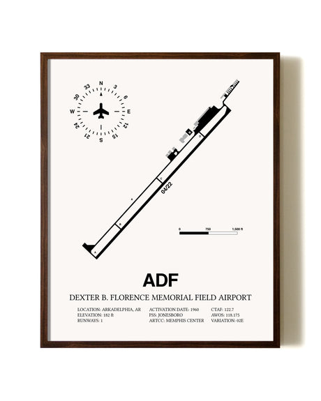 Dexter B. Florence Memorial Field Airport aviation print in walnut frame