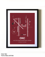 OKC Will Rogers International Airport aviation wall décor in black wood frame