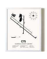 Marshall County Airport airport map poster in oak frame