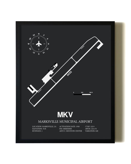 Unframed Marksville Municipal Airport map print poster