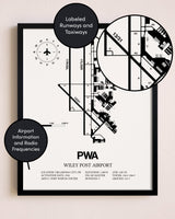 Framed Wiley Post Airport layout wall art poster