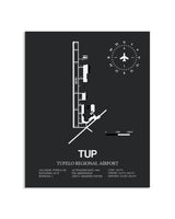 Gray Framed Tupelo Regional Airport layout wall art poster