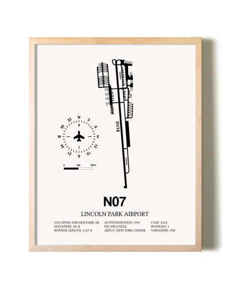 Lincoln Park Airport framed wall art in white frame