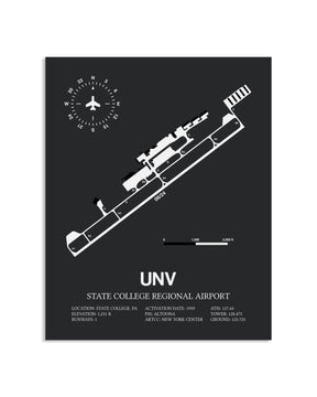 Gray Framed State College Regional Airport layout wall art poster