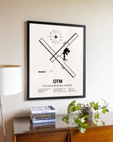 Ottumwa Regional Airport aviation wall décor in black wood frame