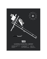 Gray Framed Mansfield Municipal Airport layout wall art poster