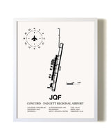 Concord-Padgett Regional Airport airport map poster in oak frame
