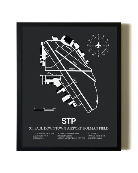 Unframed St. Paul Downtown Airport Holman Field map print poster