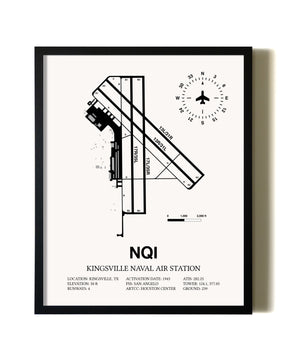 Framed Kingsville Naval Air Station wall art poster in black frame