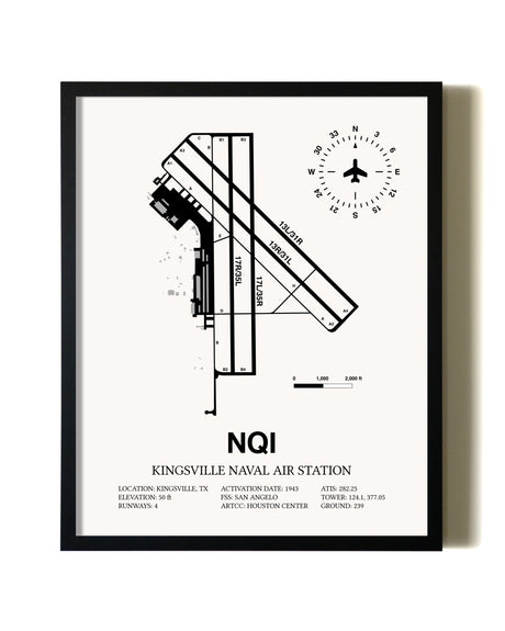 Framed Kingsville Naval Air Station wall art poster in black frame