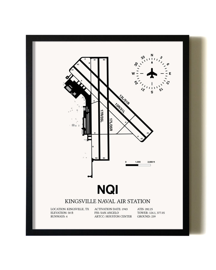 Framed Kingsville Naval Air Station wall art poster in black frame