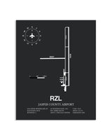 Gray Framed Jasper County Airport layout wall art poster