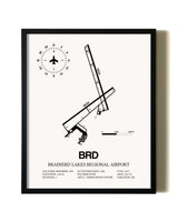 Framed Brainerd Lakes Regional Airport wall art poster in black frame