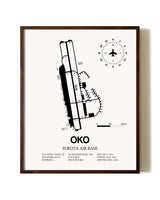 Yokota Air Base aviation print in walnut frame