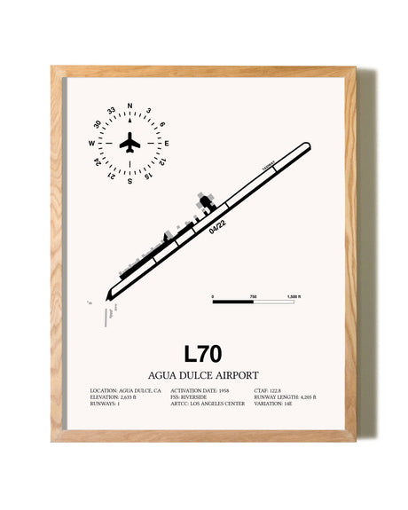 Agua Dulce Airport framed print in natural wood frame