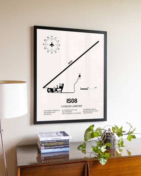 Curless Airport aviation wall décor in black wood frame