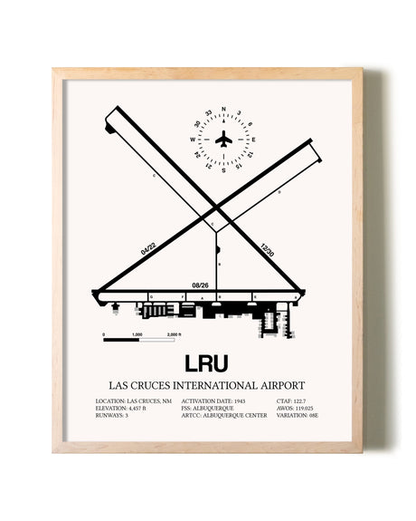 Las Cruces International Airport framed wall art in white frame