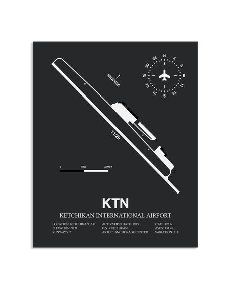 Gray Framed Ketchikan International Airport layout wall art poster