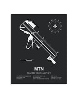 Gray Framed Martin State Airport layout wall art poster