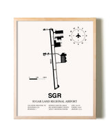 Sugar Land Regional Airport framed wall art in white frame