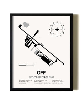 Framed Offutt Air Force Base wall art poster in black frame