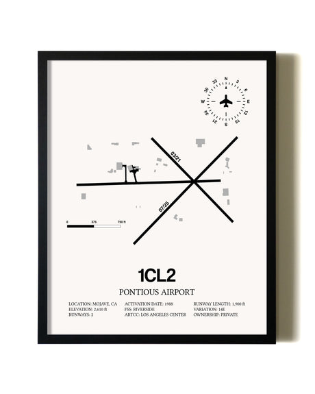 Framed Ancient Valley / Pontious Airport wall art poster in black frame