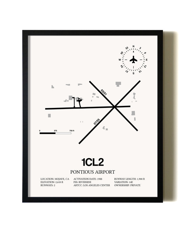 Framed Ancient Valley / Pontious Airport wall art poster in black frame