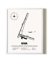 Veterans Airport Of Southern Illinois airport map poster in oak frame