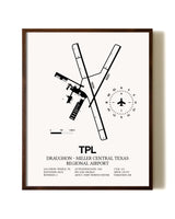Draughon-Miller Central Texas Regional Airport aviation print in walnut frame