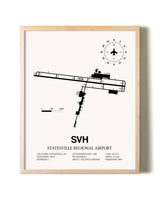 Statesville Regional Airport framed wall art in white frame