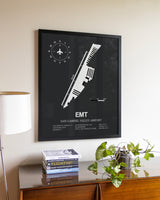 Gray Framed San Gabriel Valley Airport wall art poster in black frame