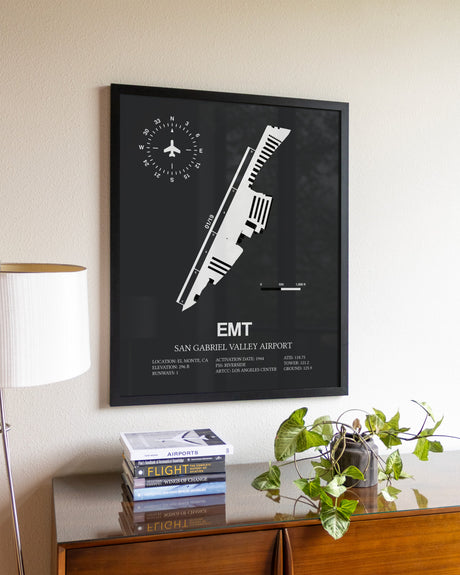 Gray Framed San Gabriel Valley Airport wall art poster in black frame