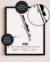 Framed Aspen-Pitkin County Airport / Sardy Field layout wall art poster