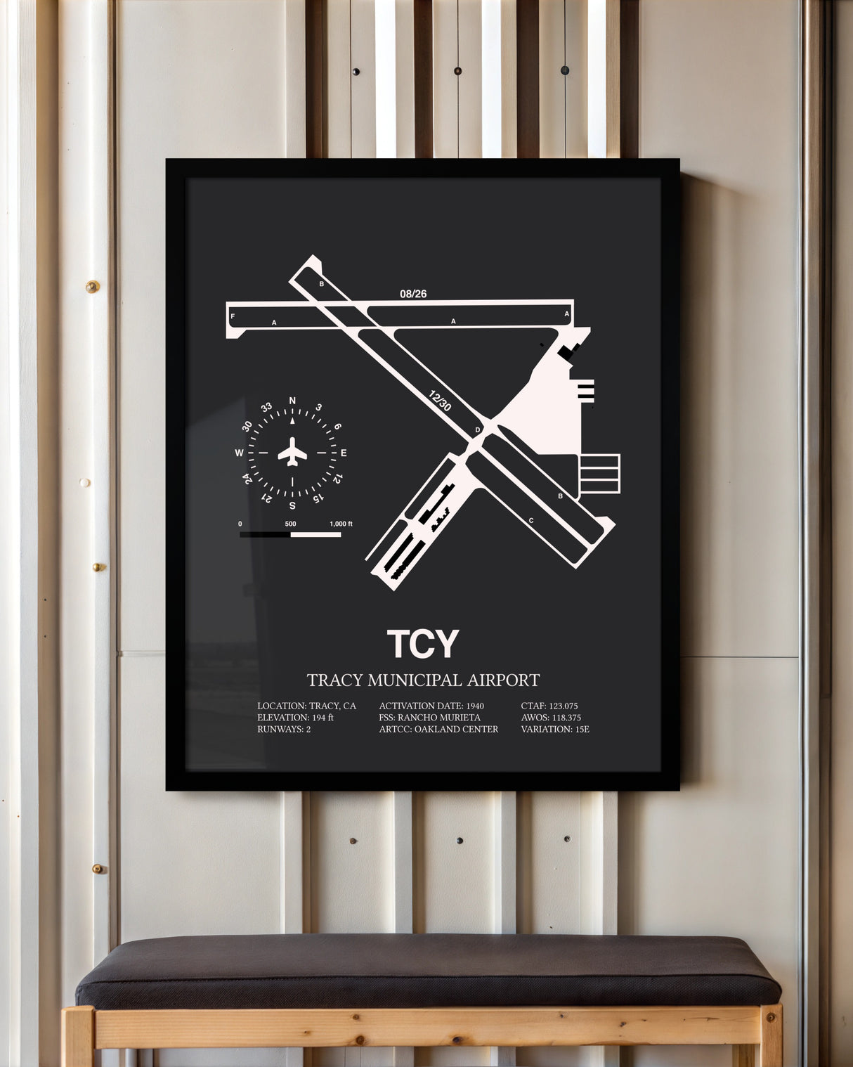 Frame color options for Tracy Municipal Airport Wall Art
