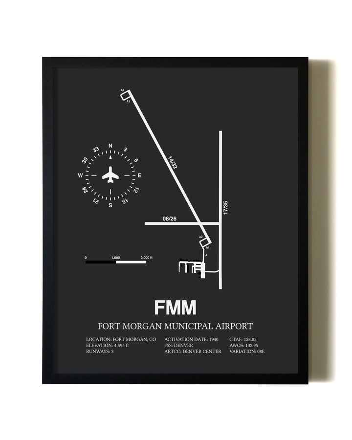 Unframed Fort Morgan Municipal Airport map print poster