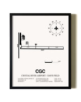 Framed Crystal River Airport / Davis Field wall art poster in black frame