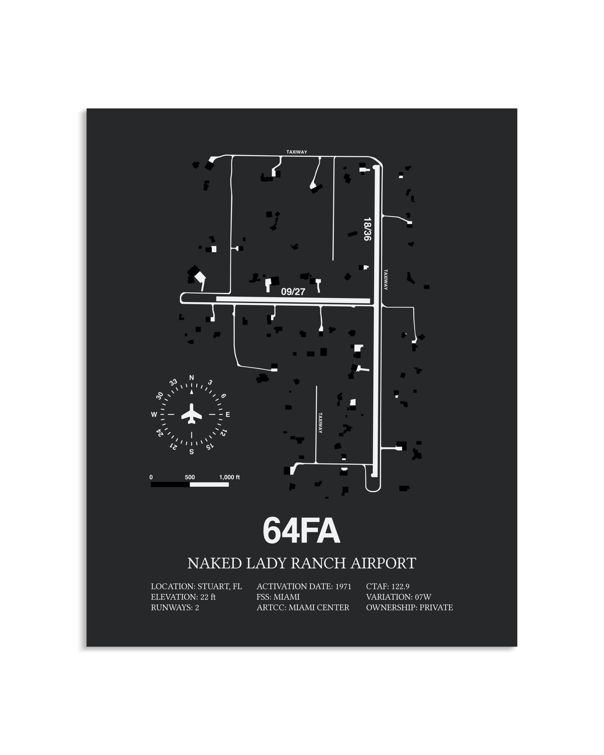 Gray Framed Naked Lady Ranch Airport layout wall art poster