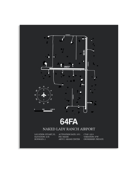 Gray Framed Naked Lady Ranch Airport layout wall art poster