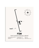 Gray Fort Madison Municipal Airport framed poster displayed in an airplane hangar
