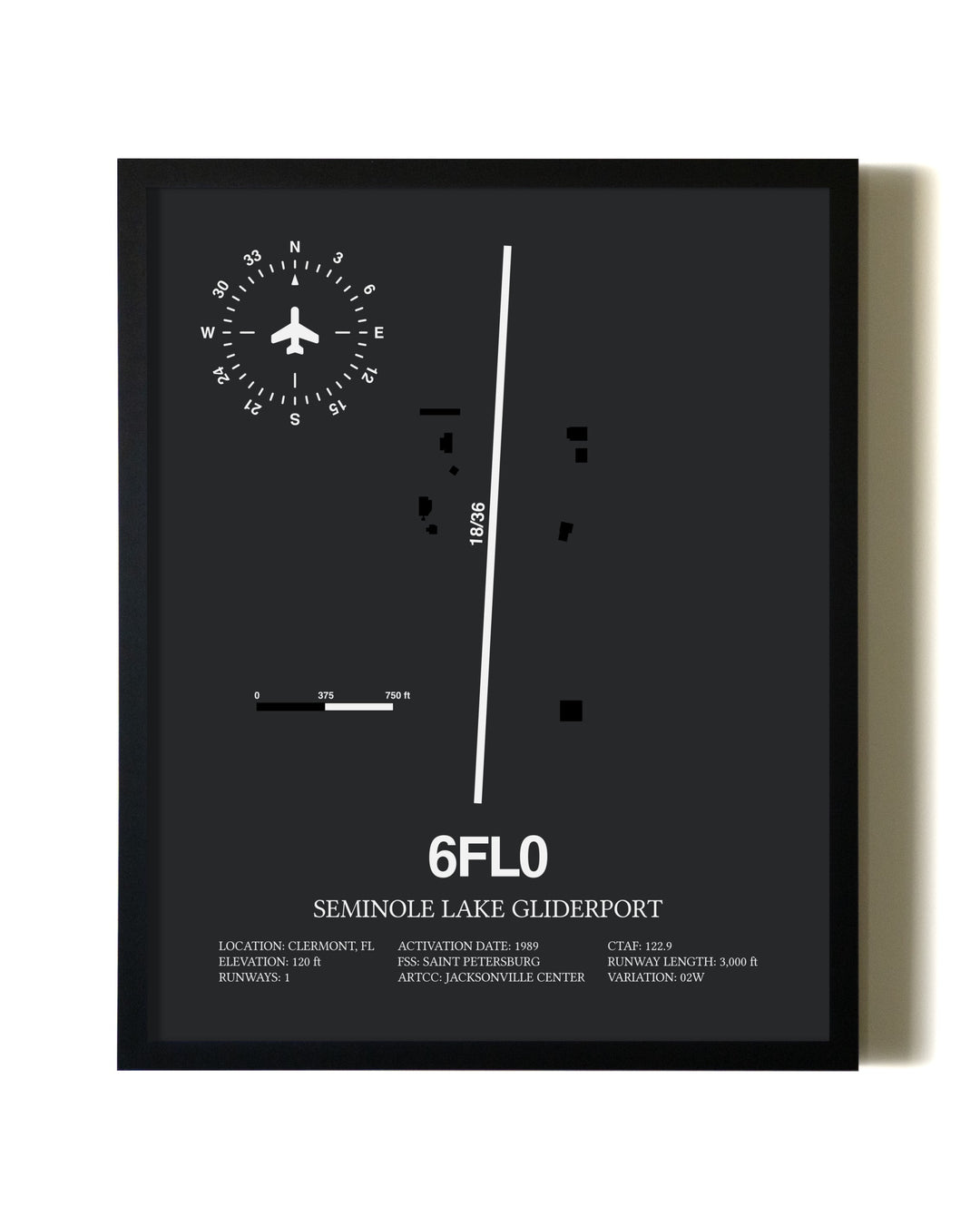Unframed Seminole Lake Gliderport map print poster