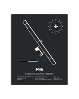 Gray Framed Calhoun County Airport layout wall art poster