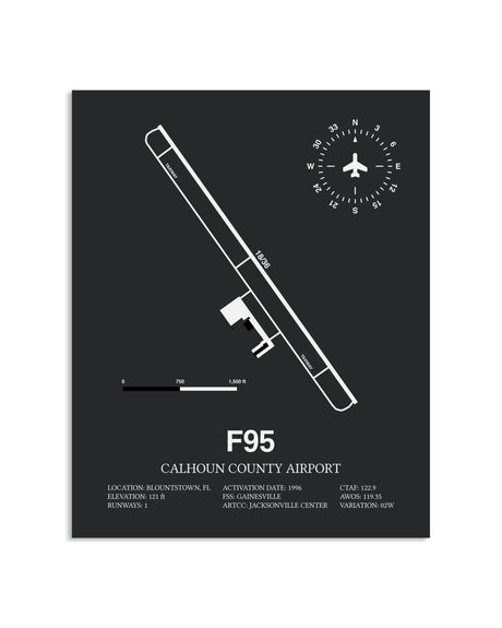 Gray Framed Calhoun County Airport layout wall art poster