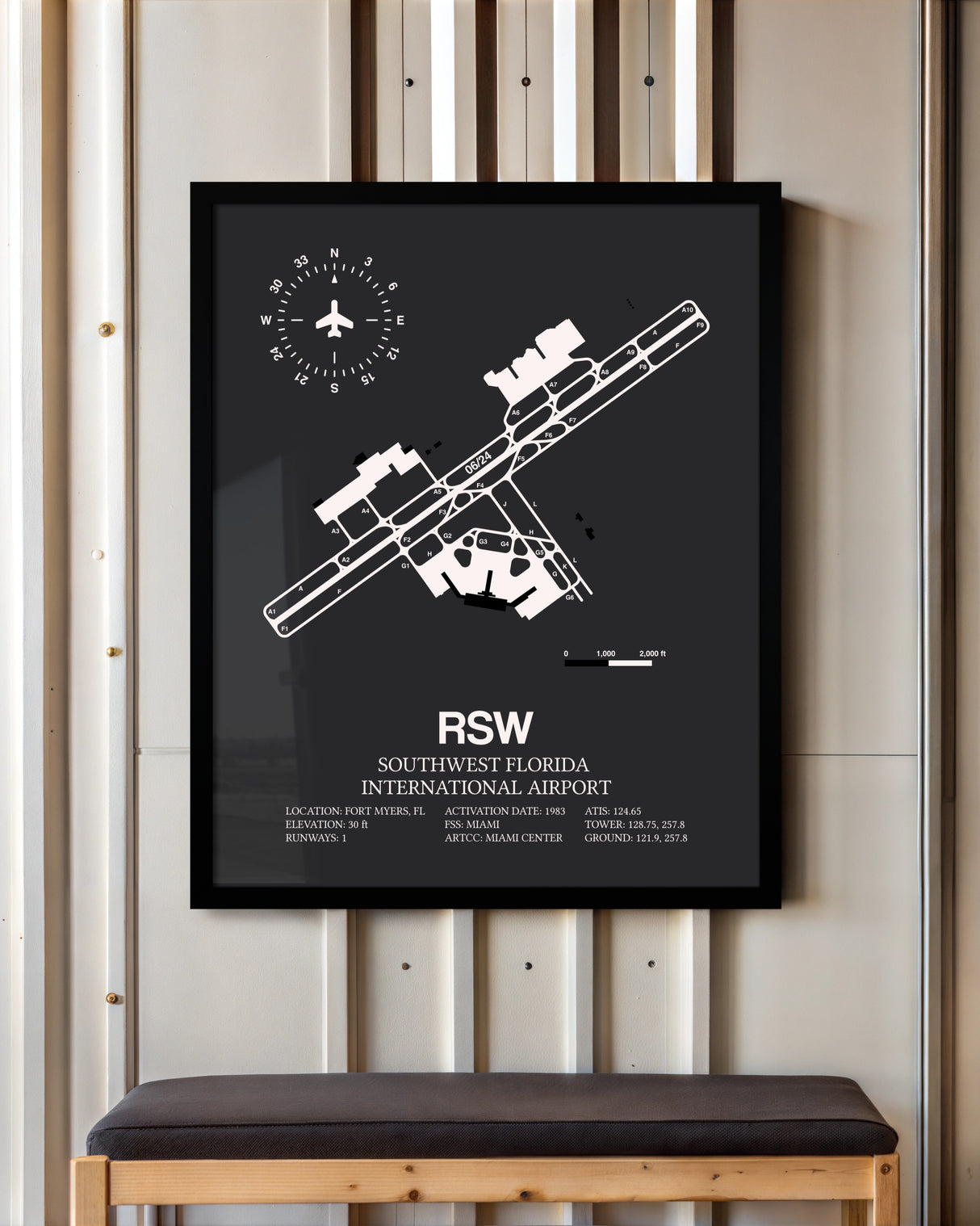 Frame color options for Southwest Florida International Airport Wall Art