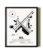 Framed Bradley International Airport wall art poster in black frame
