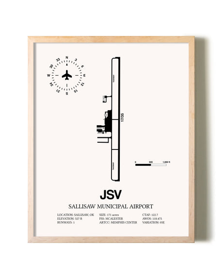 Sallisaw Municipal Airport framed wall art in white frame